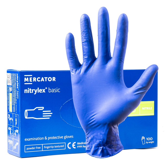 Диагностические нитриловые перчатки Mercator Medical Nitrylex Basic XS синие 50 пар - изображение 1