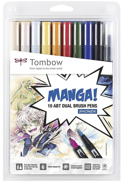 Набір двосторонніх маркерів Tombow Manga Shonen різнокольорові 10 шт (4003198101029) - зображення 1