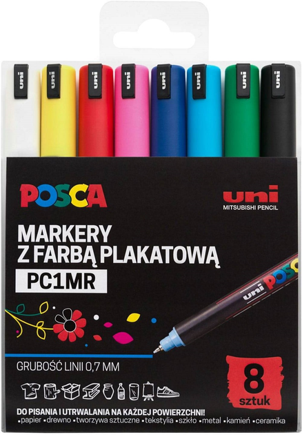 Набір різнокольорових маркерів Uni Posca PC-1MR 8 шт (5906340928309) - зображення 1