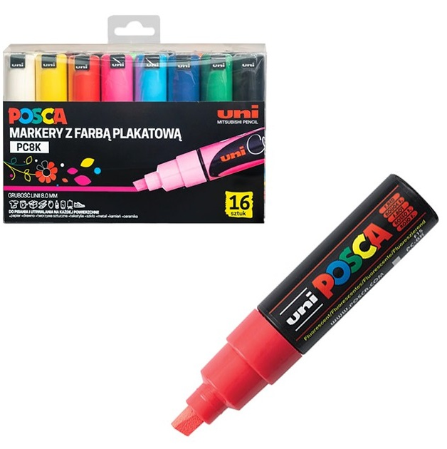 Zestaw markerów wielokolorowych Uni Posca PC-8K 16 szt (5906340928378) - obraz 2