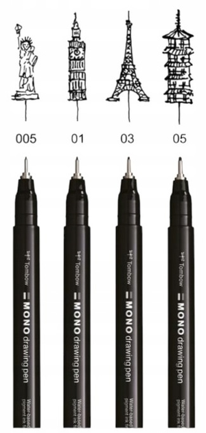 Набір файлайнерів Tombow Mono Fine 4 шт Чорні (4003198112209) - зображення 3