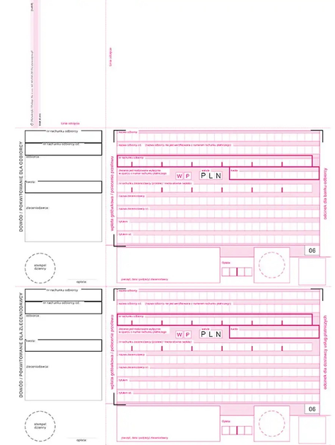 Formularze do nadruku Michalczyk i Prokop 2-odcinkowe Polecenie przelewu wpłata gotówkowa F-110-2 A4 100 arkuszy (5906858003444) - obraz 2