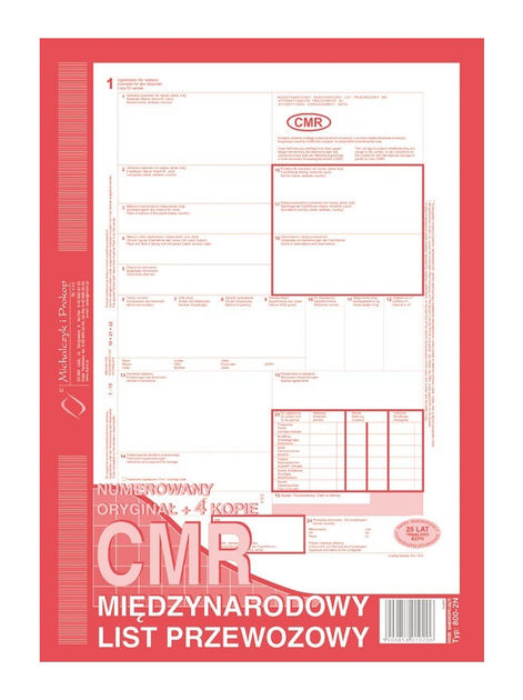 Formularze do nadruku Michalczyk i Prokop CMR Międzynarodowy list przewozowy 800-2N A4 80 arkuszy (5906858010206) - obraz 1