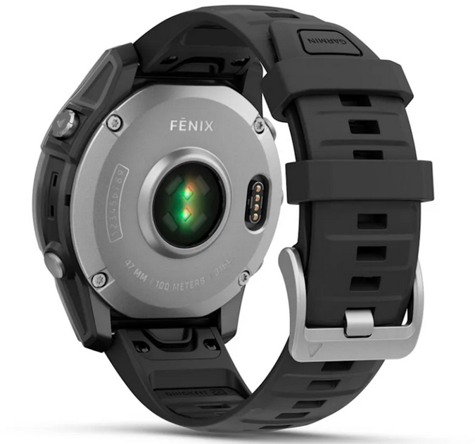 Смарт-годинник Garmin Fenix E 47mm Stainless steel with Black silicone band (010-03025-00) - зображення 6