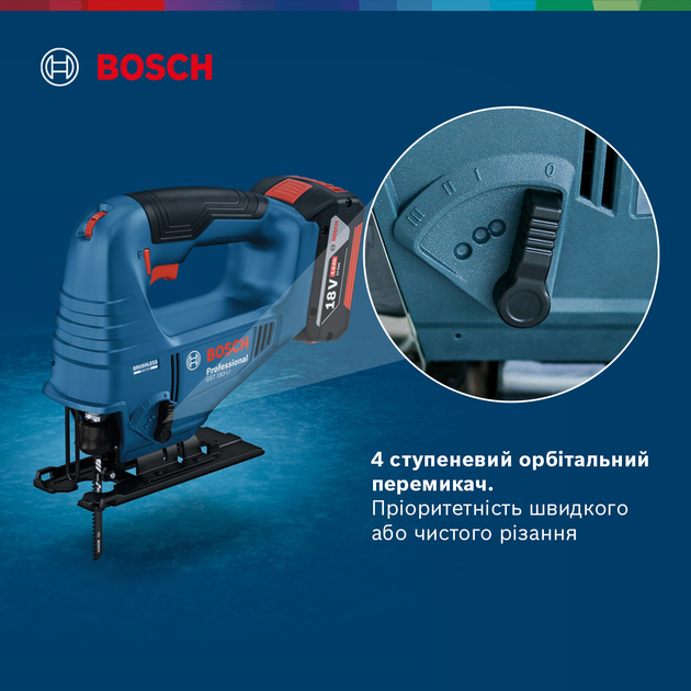 Акумуляторний безщітковий електролобзик Bosch Professional GST 183-LI 1x4.0Ah GAL 18V-20 Carry Case (06015B7022) - зображення 5