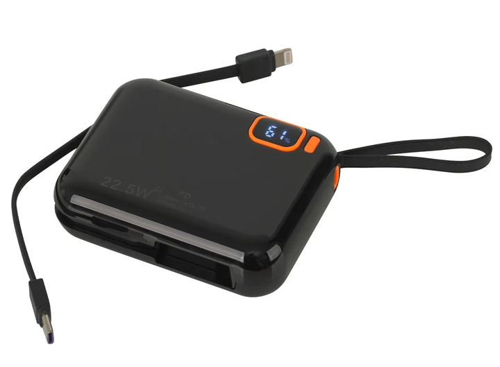 Повербанк мини 20000 mah 2в1 Встроенные 2 кабеля - Apple и Type-C