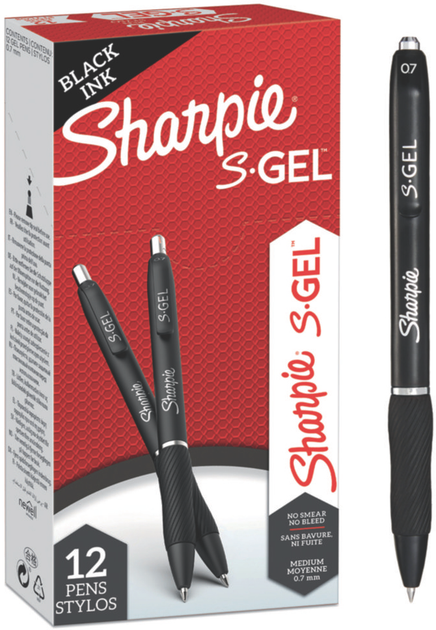 Zestaw długopisów żelowych Sharpie S-Gel Czarne 12 szt (3026981365959) - obraz 1