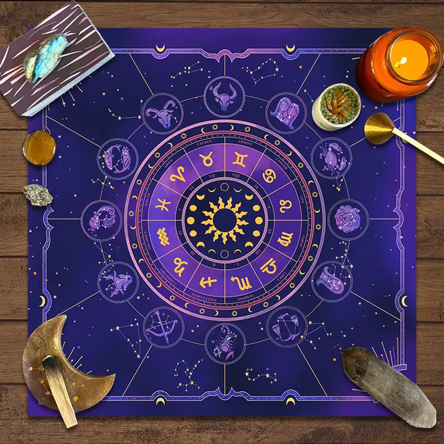 Скатерть для Таро 49x49 см Лунный зодиак FK060-4 - Фото 1 Скатерть для Таро 49x49 см Лунный зодиак FK060-4 - изображение 1