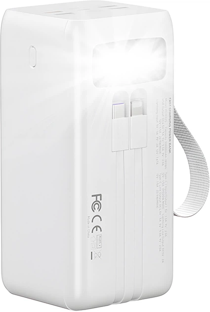 УМБ повербанк Bavin PC1032S 50000 mAh 22.5W Fast Charge/PD20W White (Y-PC1032S WH) - Фото 2 УМБ повербанк Bavin PC1032S 50000 mAh 22.5W Fast Charge/PD20W White (Y-PC1032S WH) - зображення 2