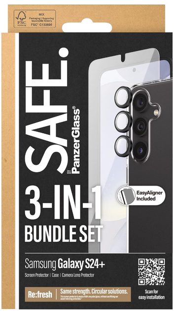 Комплект панель + стекло PanzerGlass SAFE. 3-in-1 Pack для Samsung Galaxy S24 Plus Clear (BSAFE95673) - зображення 9