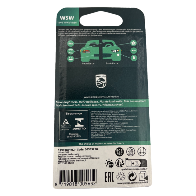 Автомобільні лампи габариту PHILIPS 12V 5W T10 W5W X-tremeVision Pro150 +150% 2 шт - зображення 2