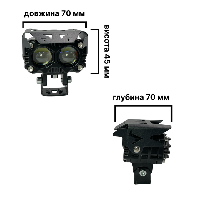 Led дополнительная Mini фара/линза на авто, мотоцикл, мопед, с функцией белого и жёлтого цвета R21 80W (2шт) - изображение 2