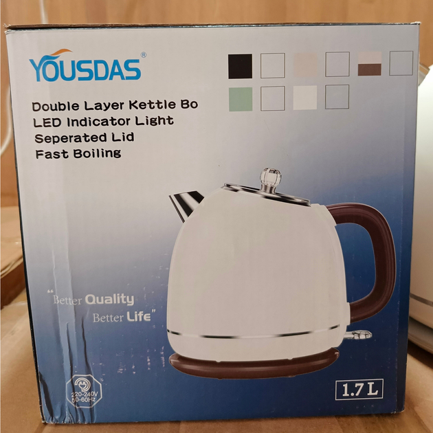 Электрочайник YOUSDAS 1500W чайник электрический дисковый, колба из нержавеющей стали 1.7л Зеленый - изображение 7