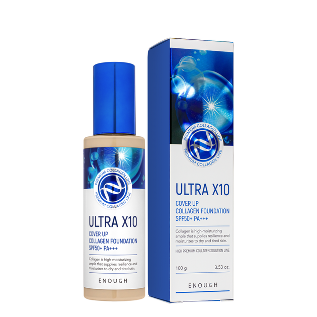 Тональна основа для обличчя Enough Ultra X10 Cover Up Collagen 100 мл № 13 Світло-бежева - Фото 1 Тональна основа для обличчя Enough Ultra X10 Cover Up Collagen 100 мл № 13 Світло-бежева - зображення 1