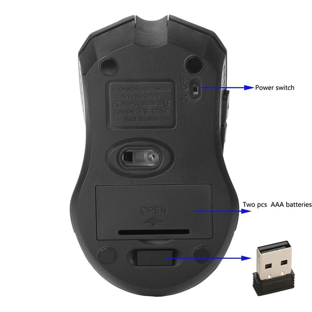 Беспроводная мышь Zeus М220 2.4G для ноутбука/компьютера от батареек 2 ААА Черная - изображение 6