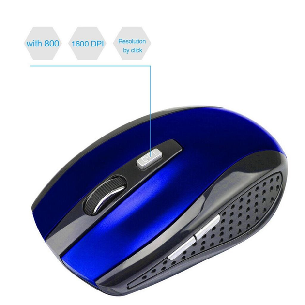Беспроводная мышь GTM Wireless Mouse 2.4G для ноутбука/компьютера, питание от батареек Синяя - изображение 8