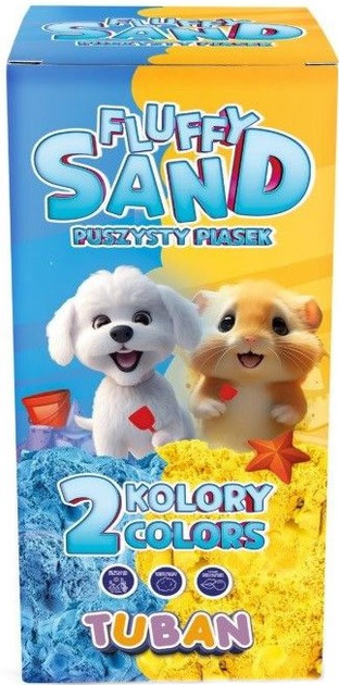 Zestaw kreatywny Tuban Fluffy Sand 2 x 70 g Niebieski/Żółty (5901087037901) - obraz 1