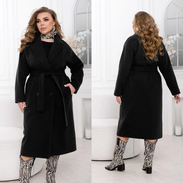 Двобортне пальто oversize ST-Style 72490 62-64 Чорне - зображення 4