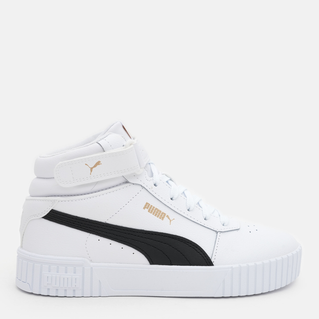 Акція на Жіночі кеди високі Puma Carina 2.0 Mid 38585106 40.5 (7UK) 26 см Puma White-Puma Black-Puma Gold від Rozetka