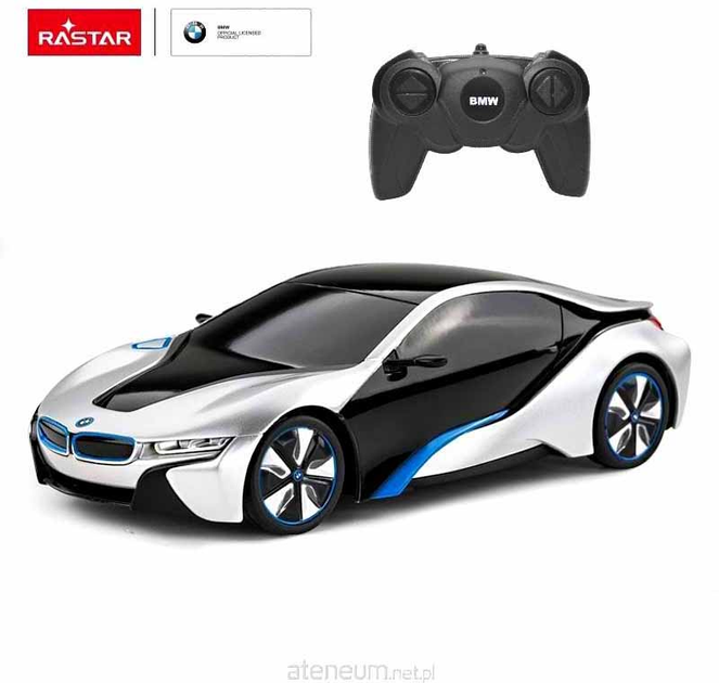 Samochód zdalnie sterowany Rastar BMW I8 RC 1:14 Czarno-szary (5901384733070) - obraz 1