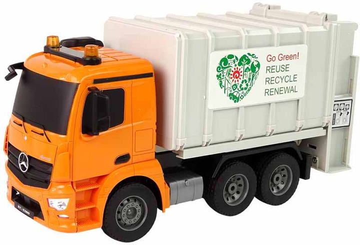 Сміттєвоз на радіокеруванні LEAN Toys Mercedes-Benz Antos Garbage Truck Помаранчево-сірий (5905323210370) - зображення 3