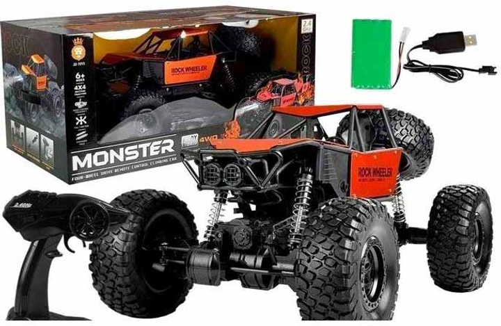 Машина на радіокеруванні Leantoys Monster Truck з великими колесами Помаранчева (5907625582544) - зображення 1