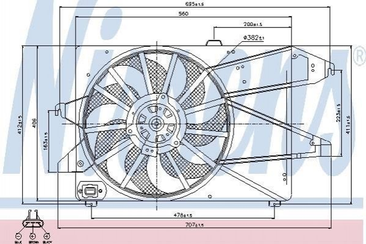 Вентилятор охлаждения двигателя NISSENS 85482 Ford Mondeo 1312596, 1317304, 3S718C607BC - изображение 1