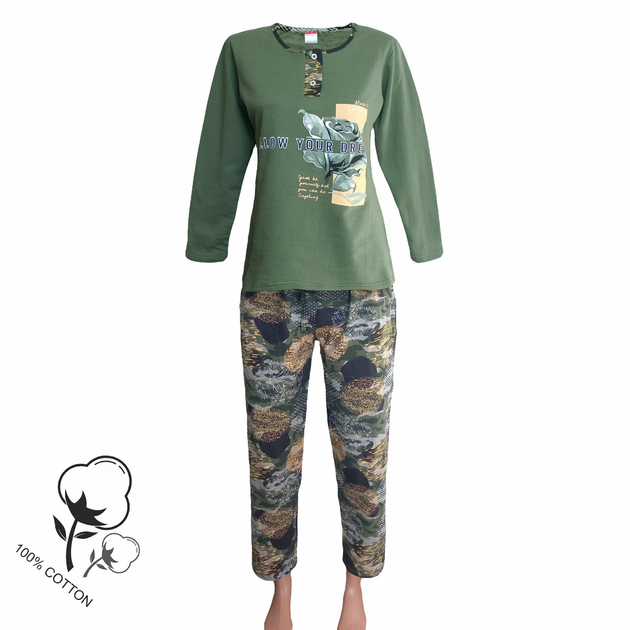 Пижама женская байковая хлопок BUSCO р.52 хаки – Брендовая одежда | ROZETKA