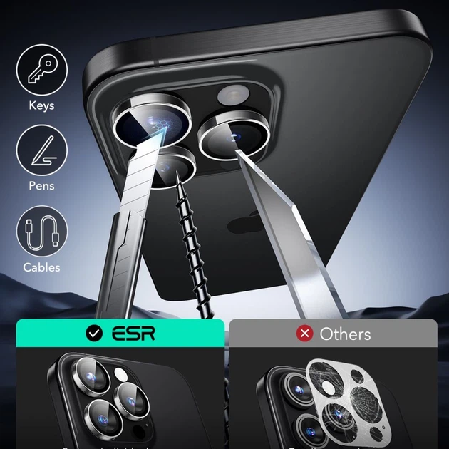 Защитное стекло на камеру ESR Armorite Camera Lens для iPhone 15 Pro/15 Pro Max/16 Pro/16 Pro Max Clear (1D732001) - изображение 8