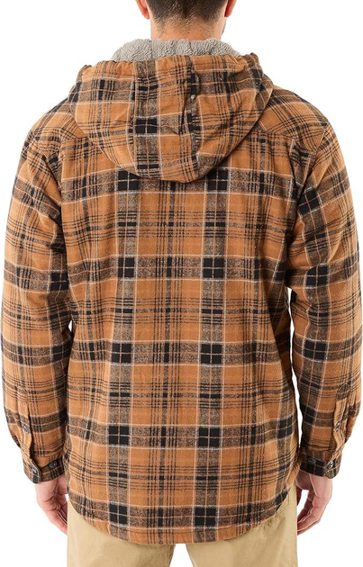 Тепла фланельна куртка-рубашка шерпа Smith's Workwear Sherpa Hooded Flannel Shirt Camel/Black S3290 2XL - изображение 3