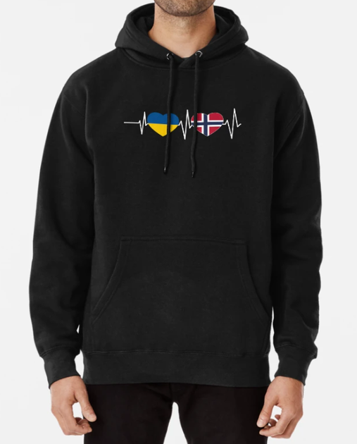 Худи Унисекс Ray с патриотическим принтом Norway Ukraine Норвегия Украина Черный XL - Фото 1 Худи Унисекс Ray с патриотическим принтом Norway Ukraine Норвегия Украина Черный XL - изображение 1