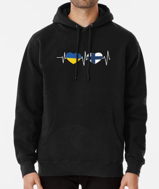 Худи Унисекс Ray с патриотическим принтом Finland Ukraine Финляндия Украина Черный S - Фото 1 Худи Унисекс Ray с патриотическим принтом Finland Ukraine Финляндия Украина Черный S - изображение 1