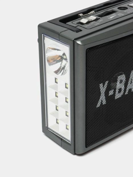 Портативный аккумуляторный радиоприемник Golon RX-177 со встроенным фонариком LED от батареек или сети Серый - изображение 3