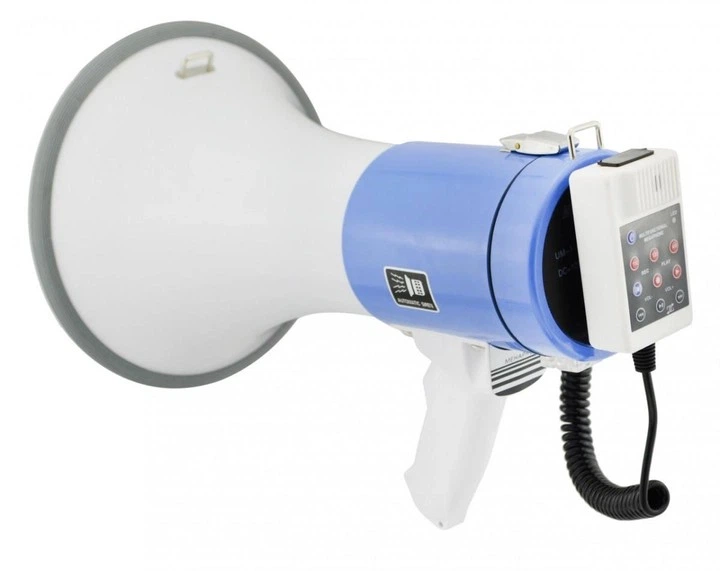 Громкоговоритель аккумуляторный Power Megaphone ER 66 12v UKC серый с голубым - Фото 4 Громкоговоритель аккумуляторный Power Megaphone ER 66 12v UKC серый с голубым - изображение 4