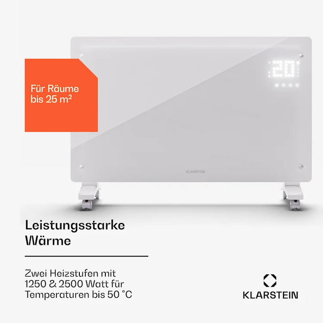 Одинарный конвекционный обогреватель напольный Klarstein Bornholm Smart 2500 Вт - изображение 3
