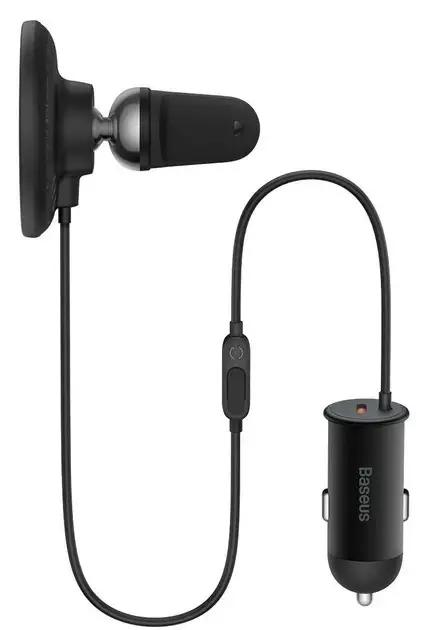 Бездротовий автомобільний зарядний пристрій Baseus CW01 MagSafe Wireless Charging 15 W (+ АЗП USB 25W) C40141000111-01 Black - зображення 2
