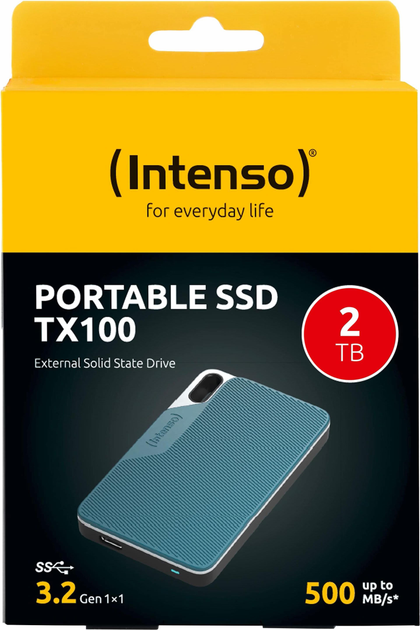 SSD диск Intenso TX100 2 TB USB 3.2 Grey/Blue (3826470) - зображення 3