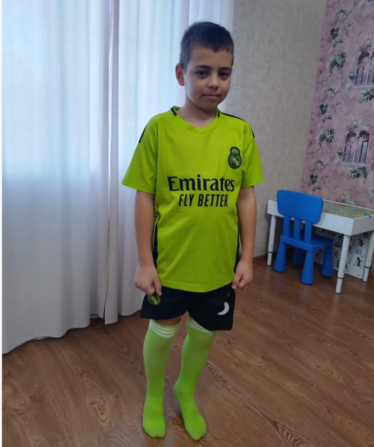 Форма футбольна дитяча Bellingham(Белінгхем) 5 REAL MADRID 2025, 28 розмір, 14 років, 150-155 см, салатовий - зображення 7