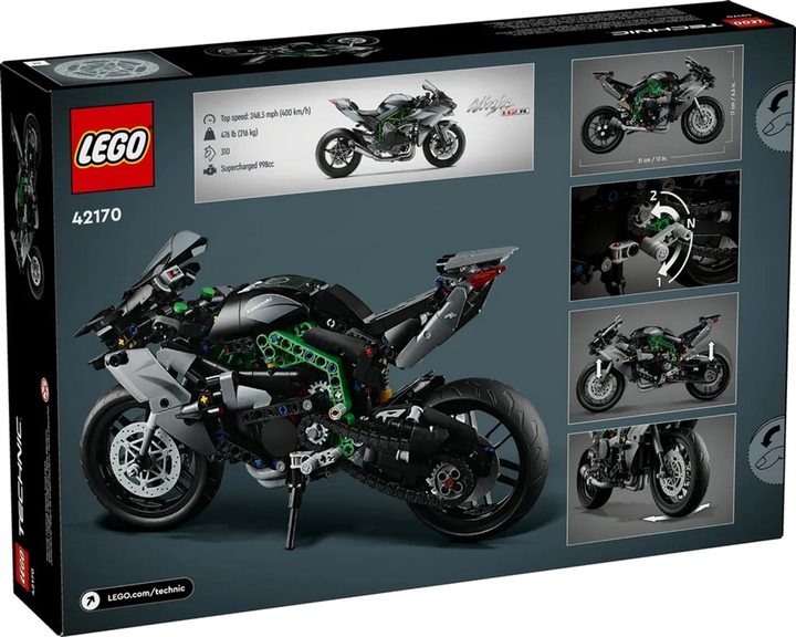 Zestaw klocków LEGO Technics Kawasaki Ninja H2R 643 elementy 4 szt (42170) - obraz 2