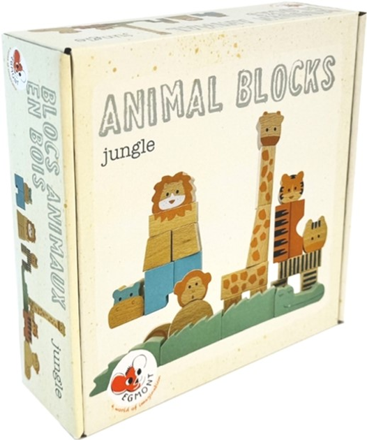 Конструктор дерев'яний Egmont Toys Animal Blocks Jungle Animals (5420023041616) - зображення 2