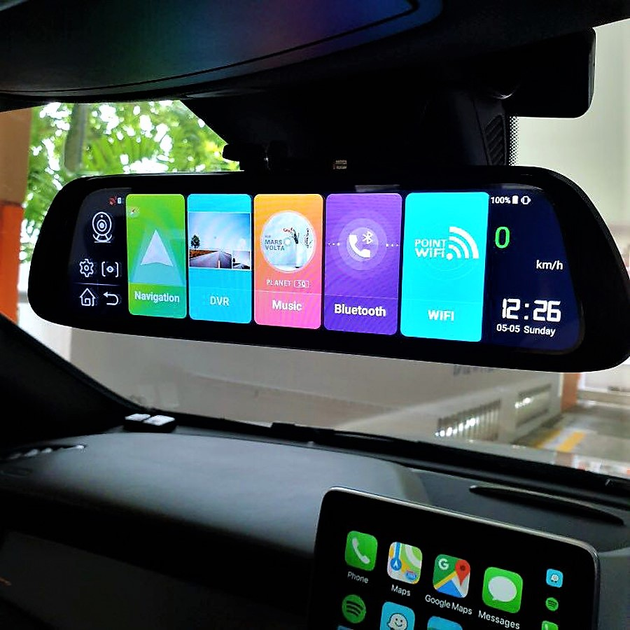 Відеореєстратор зеркало 10" сенсор Full HD 4G SIM Android GPS Wi-Fi Bluetooth FM-трансмітер з камерою заднього огляду AMR-810 - зображення 2
