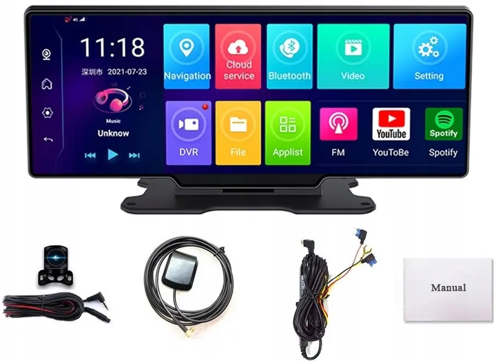 Відеореєстратор на торпеду 10.26" 4K Full HD сенсор 4G Sім GPS Android Wi-Fi Carplay Android Auto Hands-Free FM-трансмітер 2 камери KST99 - Фото 3 Відеореєстратор на торпеду 10.26" 4K Full HD сенсор 4G Sім GPS Android Wi-Fi Carplay Android Auto Hands-Free FM-трансмітер 2 камери KST99 - изображение 3