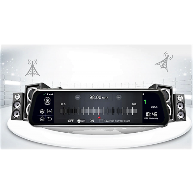 Відеореєстратор зеркало 10" сенсор Full HD 4G SIM Android GPS Wi-Fi Bluetooth FM-трансмітер з камерою заднього огляду AMR-810 - зображення 9