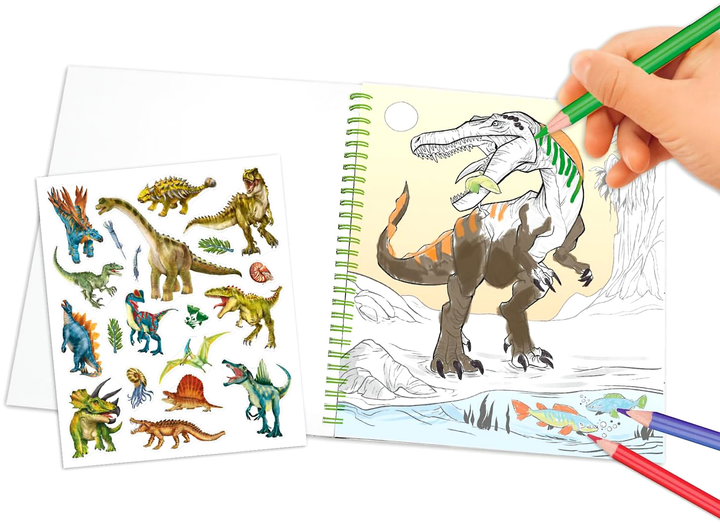 Книжка-розмальовка Dino World з двосторонніми блискітками (4010070666941) - зображення 3