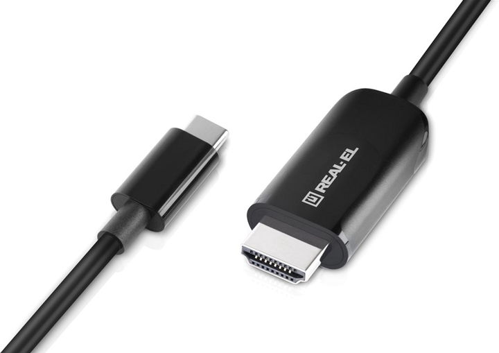 Кабель Real-El CHD-180 Type C - HDMI 4K 60Гц 1.8 м Black (EL123500044) - зображення 2