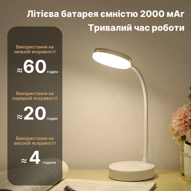 Настольная светодиодная лампа с аккумулятором PowerMe FlexiGlow - изображение 3