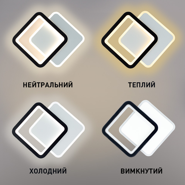 Настенно-потолочный светодиодный светильник бра VIVA 28Вт 2S 250×250×40мм Черно-белый - изображение 3