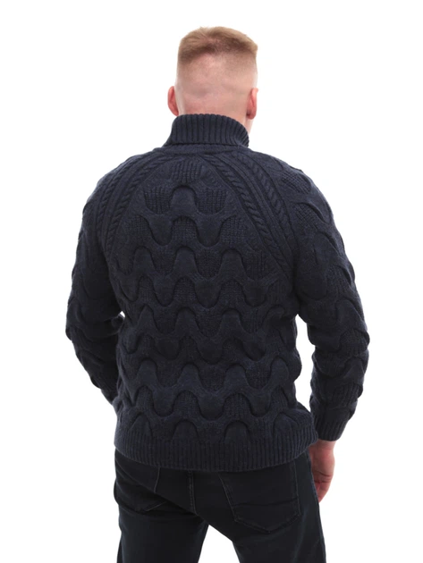 Свитер мужской темно-синий вязанный зимний 230-658-03 XL - изображение 9