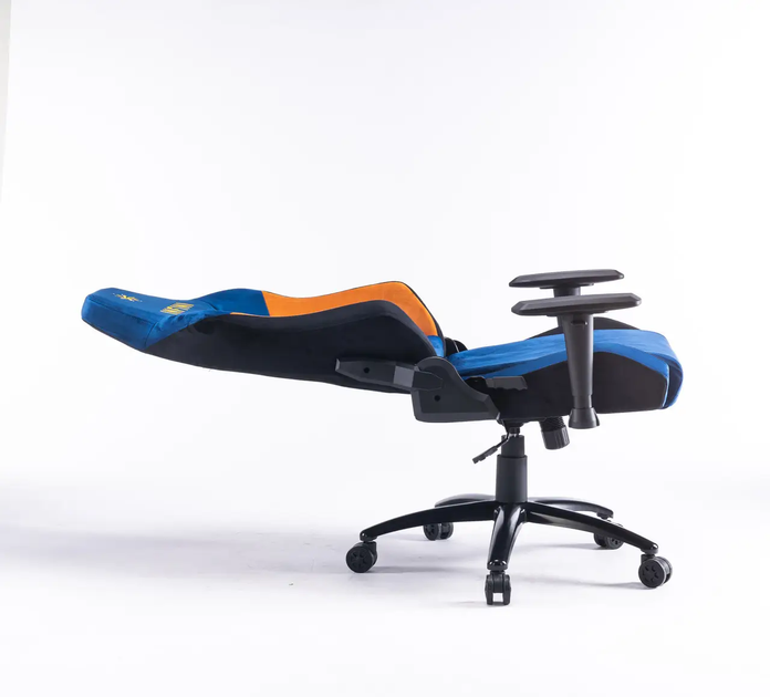 Комп'ютерне крісло розкладається до 180° Infini Joystick J180 геймерське Синьо-жовта тканина для геймерів та роботи - изображение 4