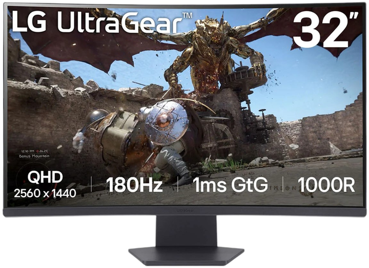 Monitor 32" LG UltraGear Curved Gaming Monitor 32GS60QX-B - obraz 1